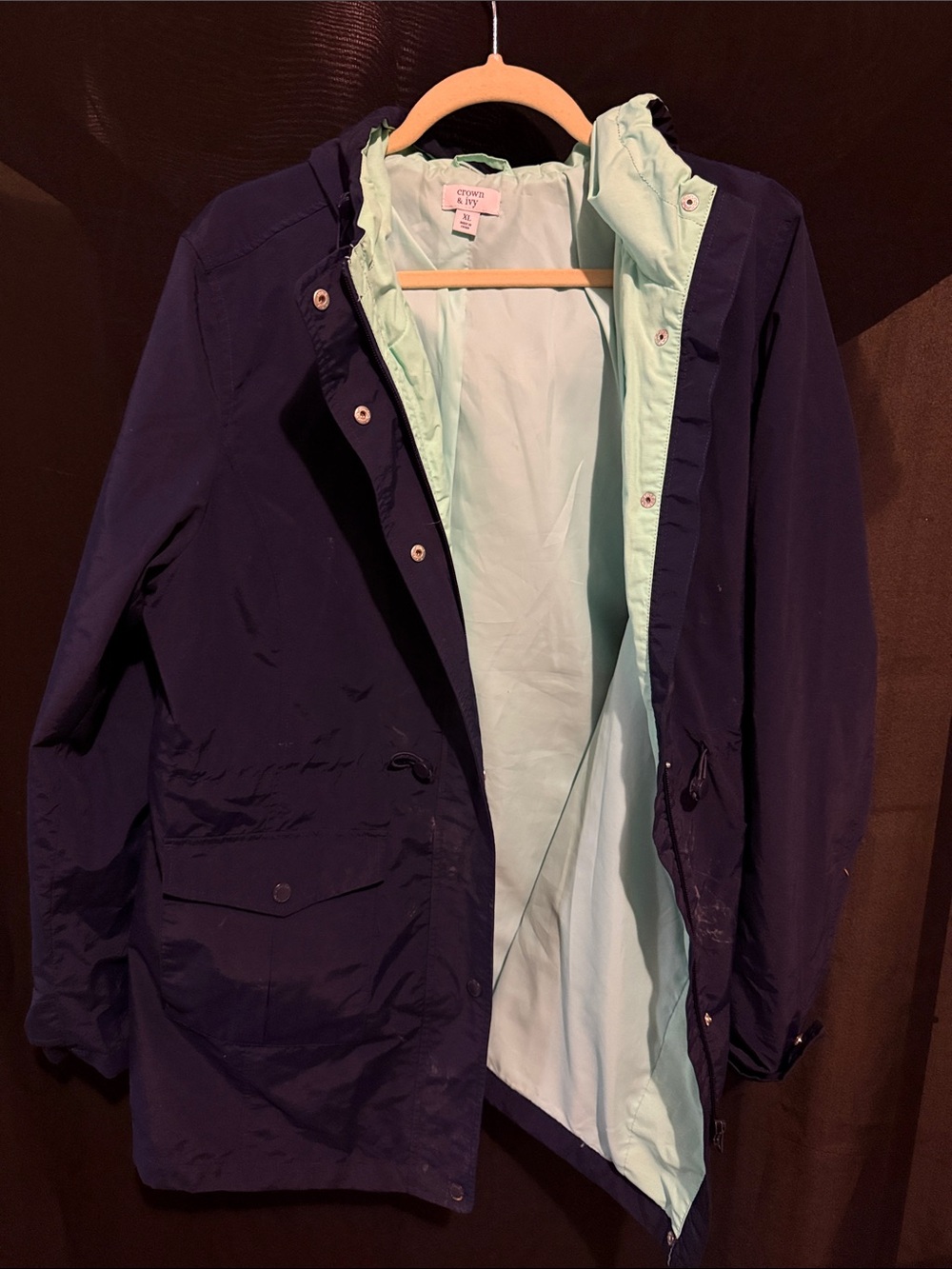 crown & ivy Navy Jacket with Light Mint Lining